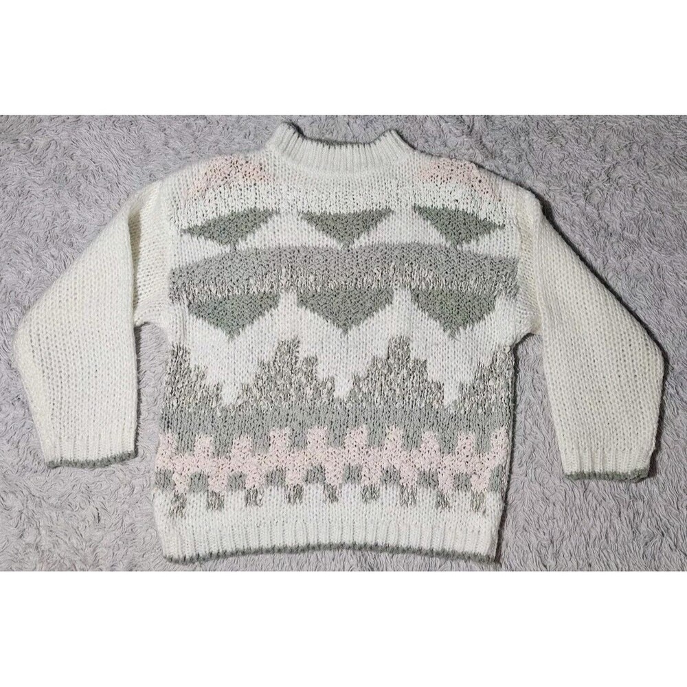 VTG Shenanigans Pullover Sweater Womens Large Hand Knit Long Sleeve Cottagecore